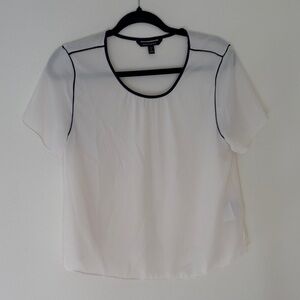 Banana Republic White Blouse with Black Trim